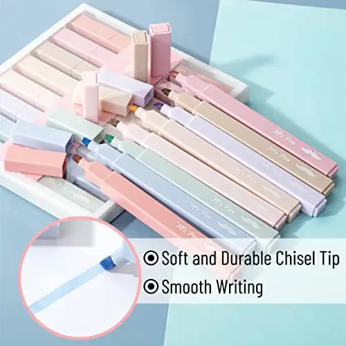 Janob Qalam - Estetik Chiziqlar, 8 Dona, Keski Uchi, Xira Past Yel Rang, Biblia Chizigi Sisiz Pastel, Har xil rangli chiziqlar, Pastel Chiziqlar To'plami, Estetik Maktab Ta'minoti - 4