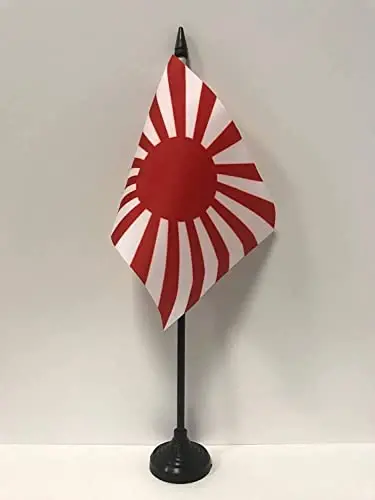 Japan WWI Table Flag 4'' x 6'' - Imperial Japanese Desk Flag 15 x 10 cm. - Black plastic stick and base- AZ FLAG 