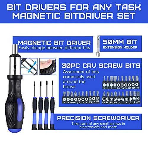 jar-owl 146-Piece Mixed Tool Set, Drive Socket Set, Auto Repair Tool Kit with Plastic Toolbox Storage Case - 3