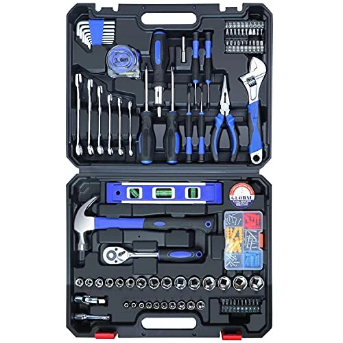 jar-owl 146-Piece Mixed Tool Set, Drive Socket Set, Auto Repair Tool Kit with Plastic Toolbox Storage Case - jar-owl