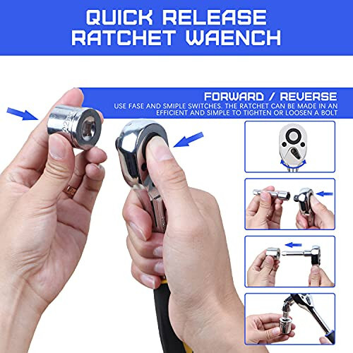 jar-owl 146-Piece Mixed Tool Set, Drive Socket Set, Auto Repair Tool Kit with Plastic Toolbox Storage Case - 4