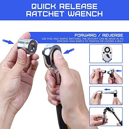 jar-owl 146-Piece Mixed Tool Set, Drive Socket Set, Auto Repair Tool Kit with Plastic Toolbox Storage Case - 4