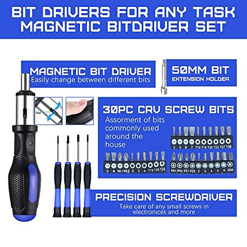 jar-owl 146-Piece Mixed Tool Set, Drive Socket Set, Auto Repair Tool Kit with Plastic Toolbox Storage Case - 3