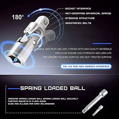 jar-owl 146-Piece Mixed Tool Set, Drive Socket Set, Auto Repair Tool Kit with Plastic Toolbox Storage Case - 5