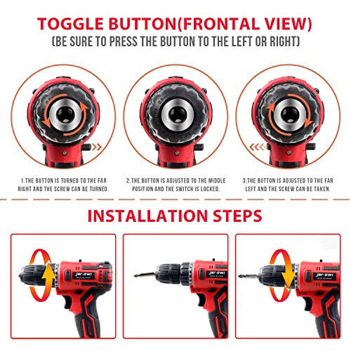 jar-owl Güçlü Fırçasız Motorlu 21V Şarjlı Matkap Seti, 319 in-lb Tork, 0-1350RMP Değişken Hız, 10MM 3/8'' Anahtarsız Çene, 25+1 Debriyaj, 1.5Ah Li-Ion Pil & Şarj Cihazı Ev Araç Seti İçin - 6