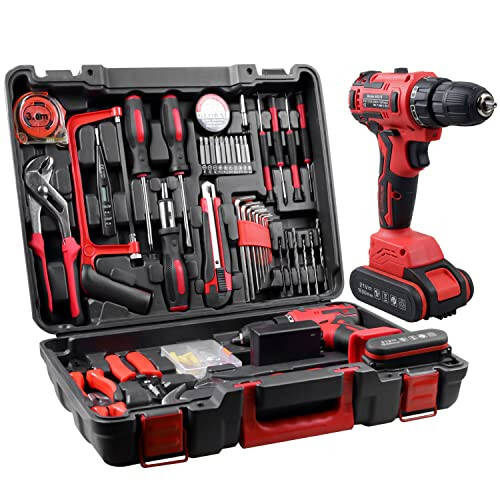 jar-owl Powerful Brushless Motor 21V Cordless Drill Set, 319 in-lb Torque, 0-1350RMP Variable Speed, 10MM 3/8'' Keyless Chuck, 25+1 Clutch, 1.5Ah Li-Ion Battery & Charger for Home Tool Kit - 1