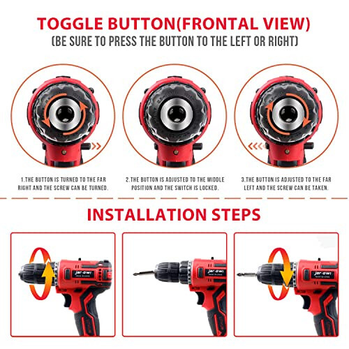 jar-owl Powerful Brushless Motor 21V Cordless Drill Set, 319 in-lb Torque, 0-1350RMP Variable Speed, 10MM 3/8'' Keyless Chuck, 25+1 Clutch, 1.5Ah Li-Ion Battery & Charger for Home Tool Kit - 6