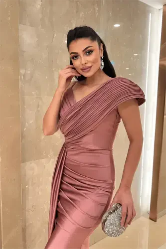 Jarse mato shol naqshli kechki libos - GUL QURUSI - 4