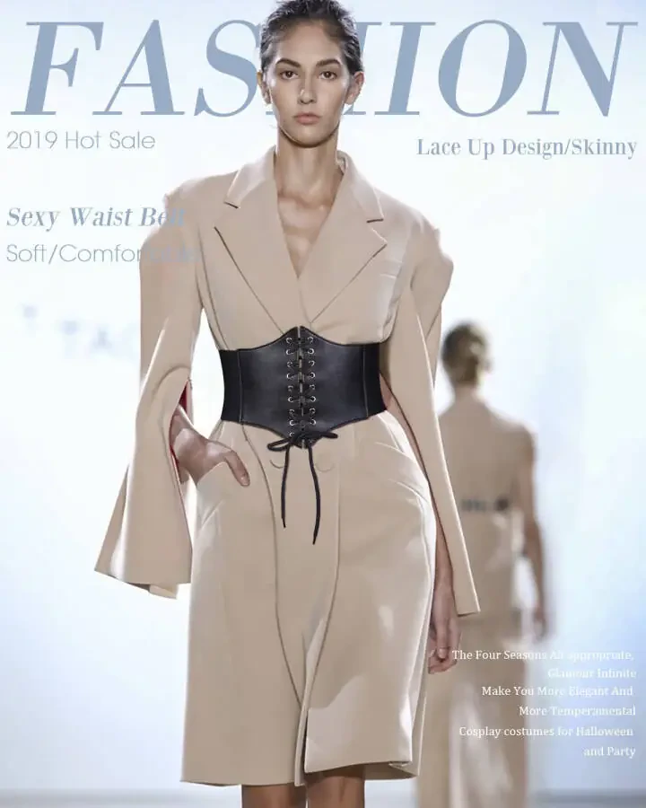 JASGOOD Ayollar uchun qora korset bel kamar, liboslar uchun keng elastik kamar - 4