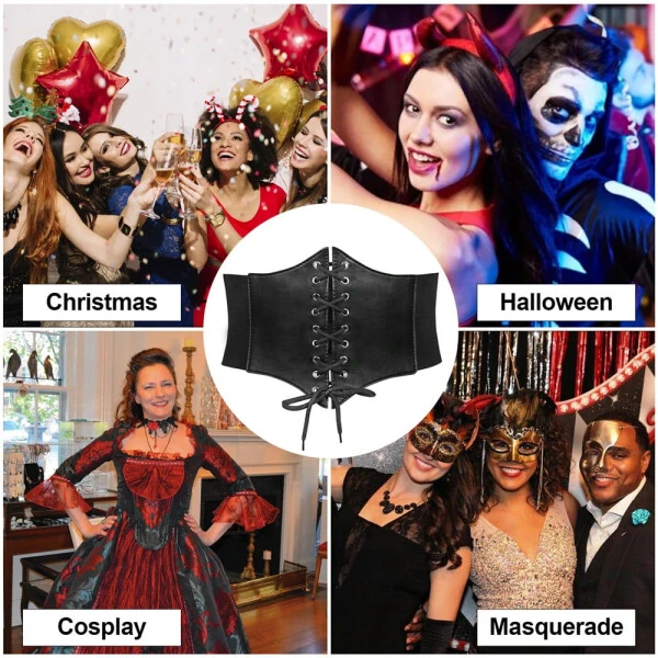 JASGOOD Kadınlar İçin Siyah Korse Bel Kemeri, Elbiseler İçin Geniş Elastik Kemer - 8