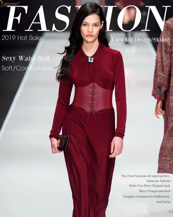 JASGOOD Kadınlar İçin Kırmızı Korse Geniş Kemeri, Bayanlar Elbise İçin Büyük Beden Bağlamalı Elastik Kemlikler - 4