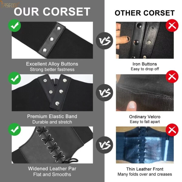 JASGOOD Ladies Brown Corset Wide Belts for Women Lace-up Tied Elastic Waist Belt for Dresses - 3