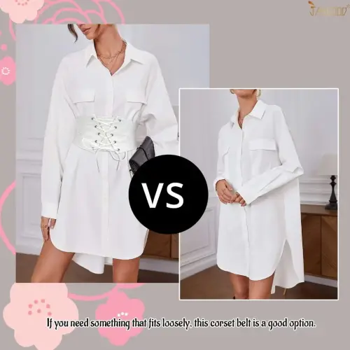JASGOOD Women Elastic Wide Belt Lace-up Tied Waspie White Corset Belts for Dress-WHITE - JASGOOD (1)