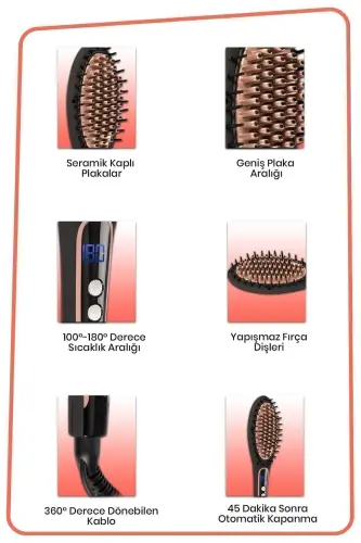 Jasmin Digital Display Tourmaline Ceramic Ionic Hair Straightening Brush Comb - GOLDMASTER (1)