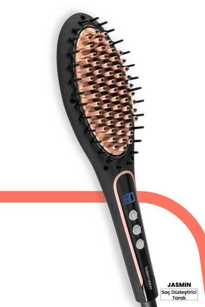 Jasmin Digital Display Tourmaline Ceramic Ionic Hair Straightening Brush Comb - 22