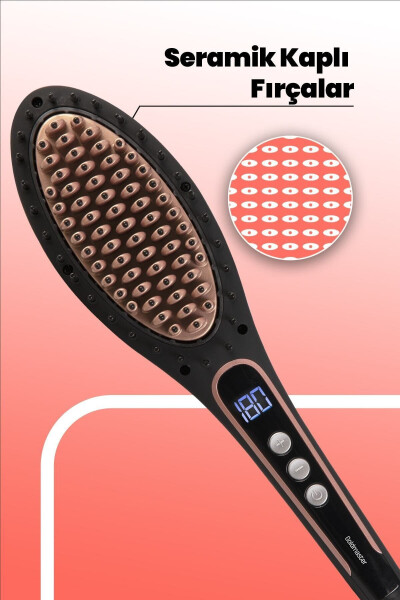 Jasmin Digital Display Tourmaline Ceramic Ionic Hair Straightening Brush Comb - 27