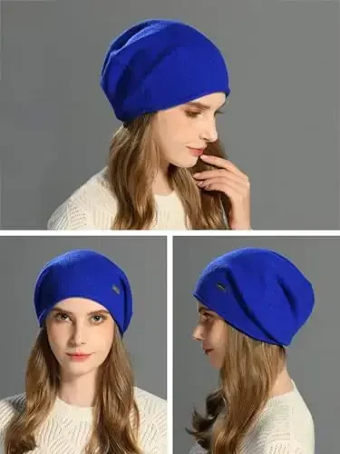 jaxmonoy Ayollar uchun qishki yumshoq issiq yengil Slouch trikotaj qalpoqli shapka Slouchy trikotaj bosh suyagi qalpoqlari - 6