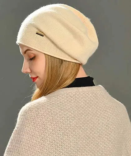 jaxmonoy Ayollar uchun slouchy trikotaj beanie shlyapa Qish uchun yumshoq iliq ayollar Yengil vaznli slouchy trikotaj череп beanies qalpoq - 3
