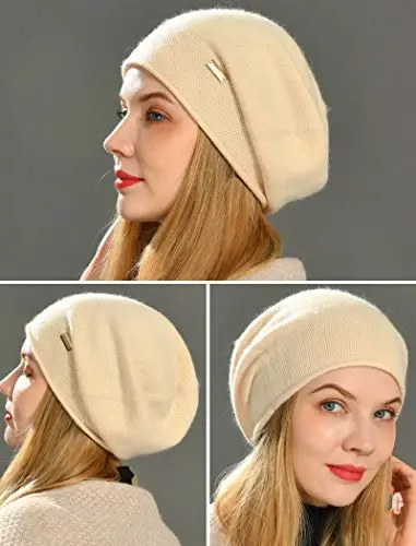 jaxmonoy Ayollar uchun slouchy trikotaj beanie shlyapa Qish uchun yumshoq iliq ayollar Yengil vaznli slouchy trikotaj череп beanies qalpoq - 6