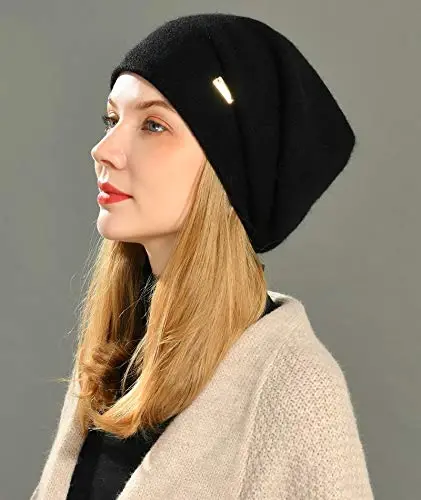 jaxmonoy Ayollar uchun slouchy trikotaj shapka Qish uchun yumshoq iliq ayollar engil slouch trikotaj bosh suyagi shapka - 3