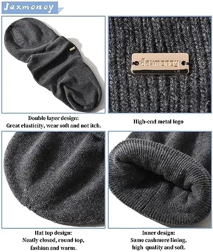 jaxmonoy Ayollar va erkaklar uchun trikotaj shapkalar Qishki shapkalar Yumshoq issiq ikki qavatli ayollar череп Beanie qopqoqlari - 3