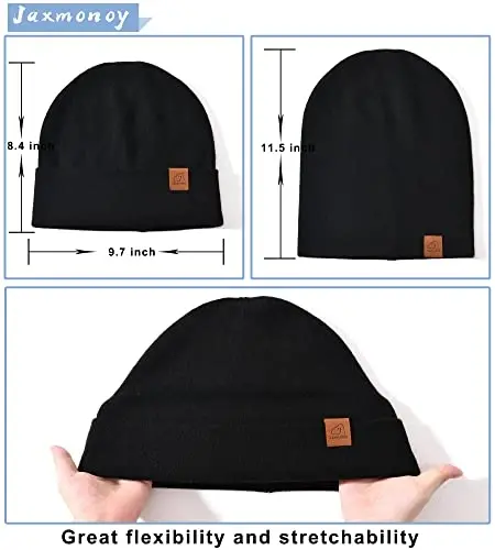 jaxmonoy Slouchy Knit Beanies Winter Hats for Women Men Soft Warm Reversible Slouch Cuffed Skull Knitted Beanie Cap - 6