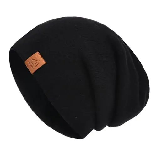 jaxmonoy Slouchy Knit Beanies Winter Hats for Women Men Soft Warm Reversible Slouch Cuffed Skull Knitted Beanie Cap 