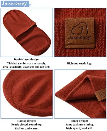 jaxmonoy Slouchy Knit Beanies Winter Hats for Women Men Soft Warm Reversible Slouch Cuffed Skull Knitted Beanie Cap - 3