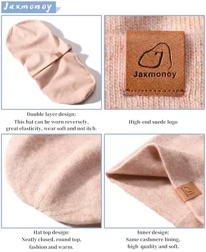 jaxmonoy Slouchy Knit Beanies Winter Hats for Women Men Soft Warm Reversible Slouch Cuffed Skull Knitted Beanie Cap - 4