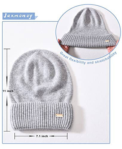 jaxmonoy CasModazoneere, Kadınlar için Şık Beanie'ler, Hafif Kış Kız Yün Örgü Şapka Manşetli Yumuşak Sıcak Slouch Beanie Bone - 5