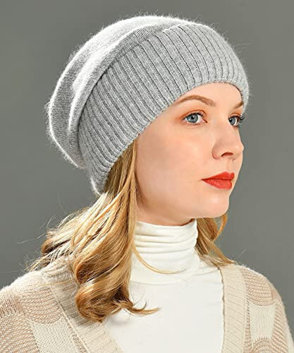 jaxmonoy CasModazoneere Slouchy Beanies для женщин зимняя легкая девичья вязаная шапка из шерсти с манжетами, мягкая теплая Slouch Beanie Cap - 3