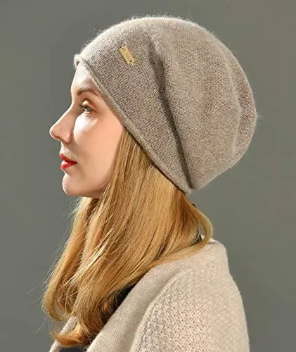 jaxmonoy CasModazoneere Slouchy Knit Beanie Hat for Women Winter Soft Warm Ladies Fleece Wool Knitted Skull Beanies Cap - Brown - 3