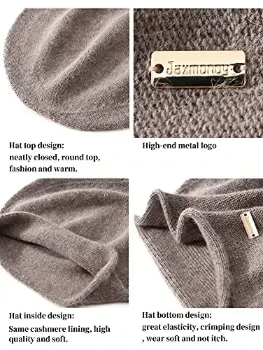 jaxmonoy CasModazoneere Slouchy Knit Beanie Hat for Women Winter Soft Warm Ladies Fleece Wool Knitted Skull Beanies Cap - Brown - 5