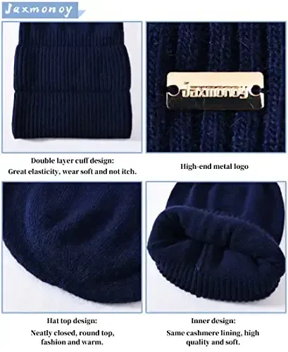 jaxmonoy Slouchy Beanies for Women Winter Lightweight Ladies Knit Hat Cuffed Soft Warm Slouch Beanie Cap - Brown - 3