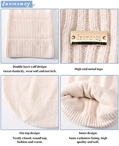 jaxmonoy Slouchy Beanies for Women Winter Lightweight Ladies Knit Hat Cuffed Soft Warm Slouch Beanie Cap - Brown - 3