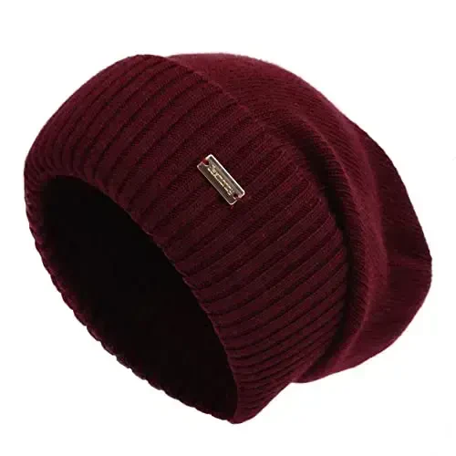 jaxmonoy Slouchy Beanies for Women Winter Lightweight Ladies Knit Hat Cuffed Soft Warm Slouch Beanie Cap - Brown 