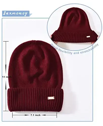 jaxmonoy Slouchy Beanies for Women Winter Lightweight Ladies Knit Hat Cuffed Soft Warm Slouch Beanie Cap - Brown - 3