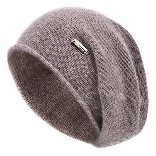 jaxmonoy CasModazoneere Slouchy Knit Beanie Hat for Women Winter Soft Warm Ladies Fleece Wool Knitted Skull Beanies Cap - Brown 