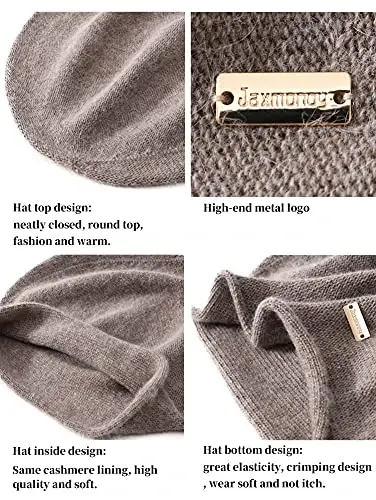 jaxmonoy CasModazoneere Slouchy Knit Beanie Hat for Women Winter Soft Warm Ladies Fleece Wool Knitted Skull Beanies Cap - Brown - 5