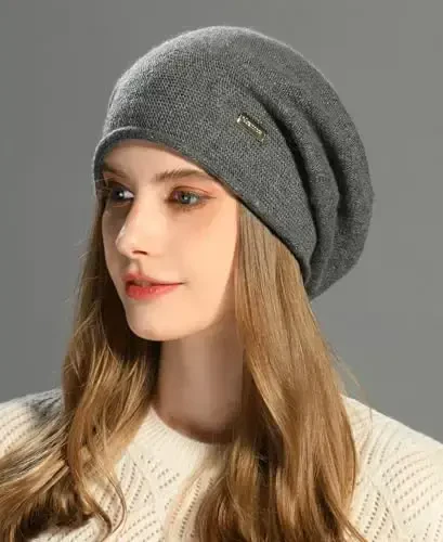 jaxmonoy Slouchy Knit Beanie Hat for Women Winter Soft Warm Ladies Laightweight Slouch Knitted Skull Beanies Cap - 3