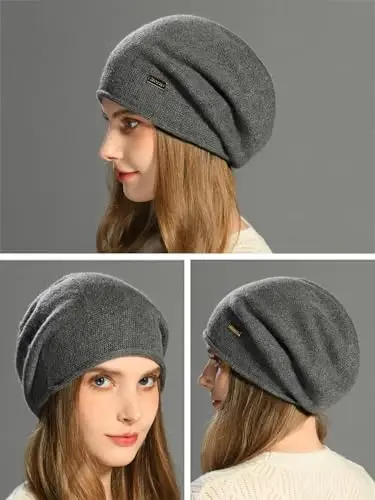 jaxmonoy Slouchy Knit Beanie Hat for Women Winter Soft Warm Ladies Laightweight Slouch Knitted Skull Beanies Cap - 6