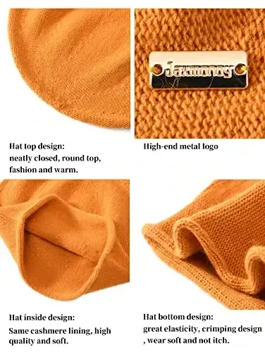 jaxmonoy Slouchy Knit Beanie Hat for Women Winter Soft Warm Ladies Laightweight Slouch Knitted Skull Beanies Cap - 4