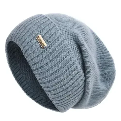 jaxmonoy Slouchy Beanies for Women Winter Lightweight Ladies Knit Hat Cuffed Soft Warm Slouch Beanie Cap - Brown 