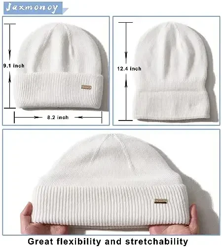 jaxmonoy Knit Beanies Ayollar va erkaklar uchun qishki shlyapalar Yumshoq issiq ikki qavatli ayollar bosh suyagi shapkalari - 4