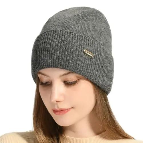 jaxmonoy Knit Beanies Ayollar va erkaklar uchun qishki shlyapalar Yumshoq issiq ikki qavatli ayollar bosh suyagi shapkalari - 5