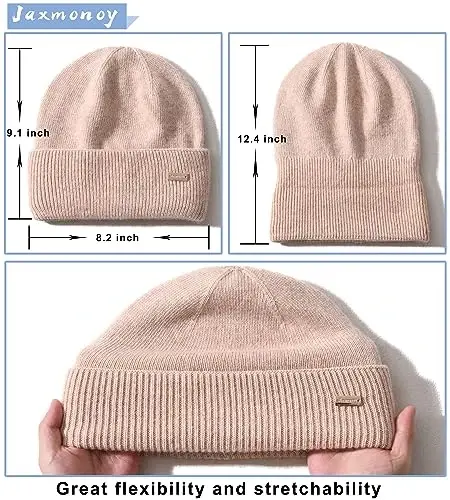 jaxmonoy Knit Beanies Winter Hats for Women and Men Soft Warm Double Layer Ladies Skull Beanie caps - 4