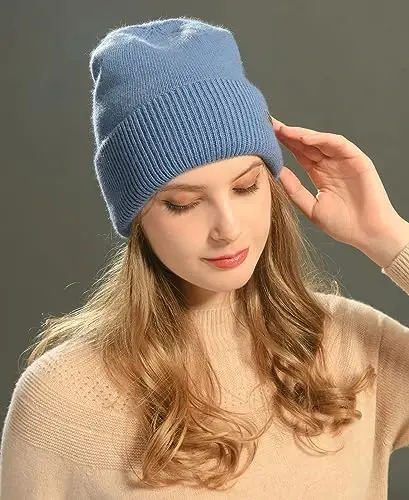 jaxmonoy Knit Beanies Winter Hats for Women and Men Soft Warm Double Layer Ladies Skull Beanie caps - 5