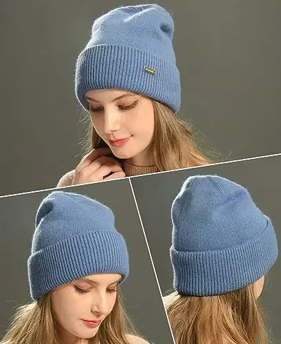 jaxmonoy Knit Beanies Winter Hats for Women and Men Soft Warm Double Layer Ladies Skull Beanie caps - 6