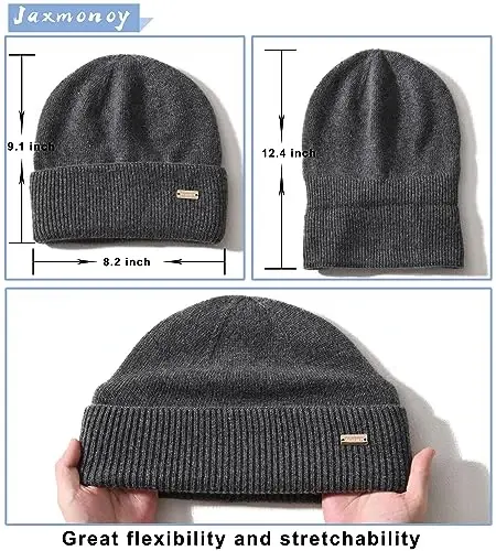 jaxmonoy Knit Beanies Winter Hats for Women and Men Soft Warm Double Layer Ladies Skull Beanie caps - 4