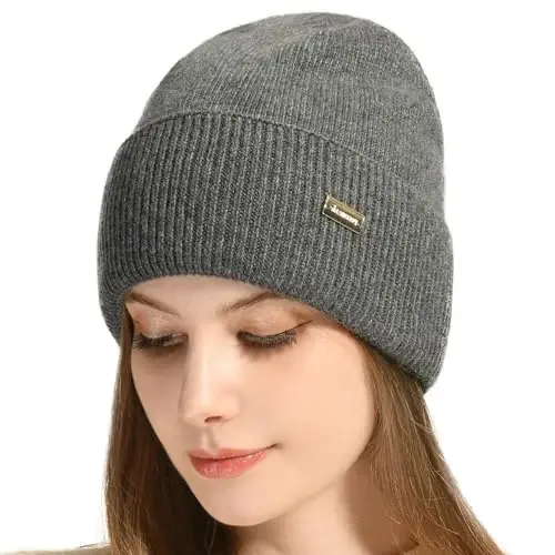 jaxmonoy Knit Beanies Winter Hats for Women and Men Soft Warm Double Layer Ladies Skull Beanie caps - 5